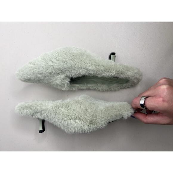 NWOB Jeffrey Campbell Faux Fur Slip On Mules Green Mint Women’s Size 7.5 - Picture 7 of 11